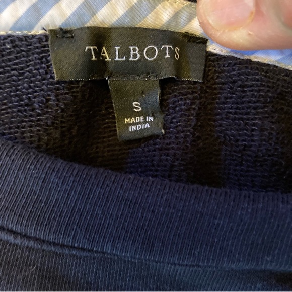 TALBOTS Women’s Navy Blue Contrasting Blue & White Striped Long Sleeves S Top - Picture 4 of 9